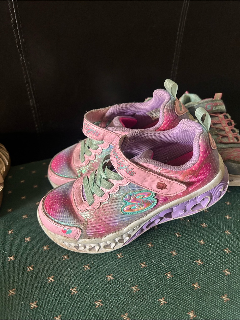 Skechers Kids Light-Up Sneakers in Pink and Mint
